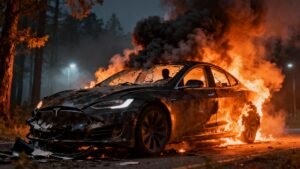 Burning Tesla Trap: Driver’s Terrifying 911 Plea