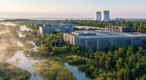 Microsoft wants you to look at the wetlands. Not the gas plant. The wetlands.