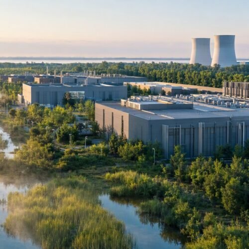 Microsoft wants you to look at the wetlands. Not the gas plant. The wetlands.