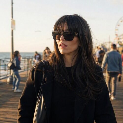 Sydney Sweeney went full spy mode on the Santa Monica Pier this week, and honestly, she pulled it off better than most Hollywood disguises ever do. The girl swapped her signature blonde waves for a brunette wig with curtain bangs and basically became